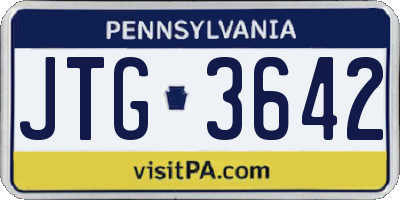 PA license plate JTG3642
