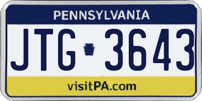 PA license plate JTG3643