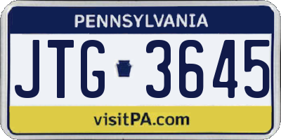 PA license plate JTG3645