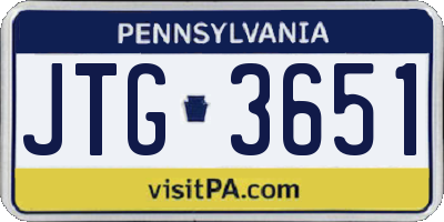 PA license plate JTG3651