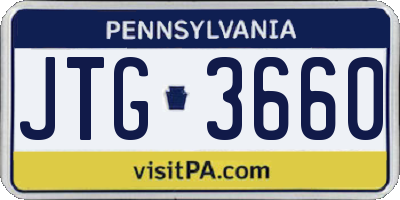PA license plate JTG3660
