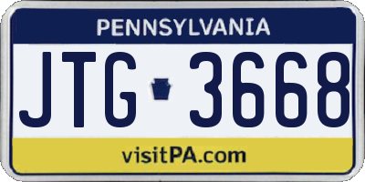 PA license plate JTG3668