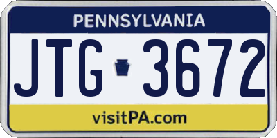 PA license plate JTG3672
