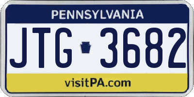 PA license plate JTG3682