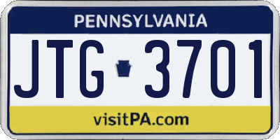 PA license plate JTG3701
