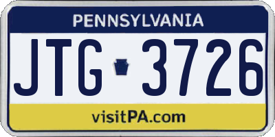 PA license plate JTG3726