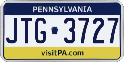 PA license plate JTG3727