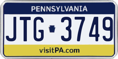 PA license plate JTG3749