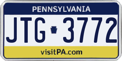 PA license plate JTG3772