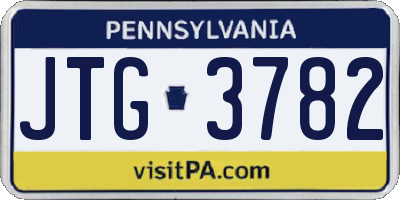 PA license plate JTG3782