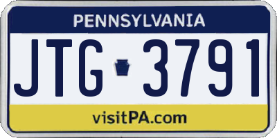 PA license plate JTG3791