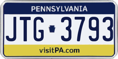 PA license plate JTG3793