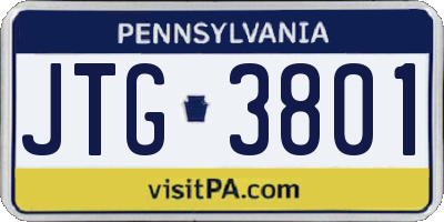 PA license plate JTG3801