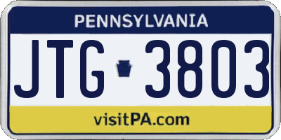 PA license plate JTG3803