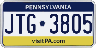PA license plate JTG3805