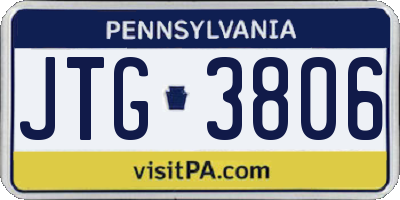 PA license plate JTG3806