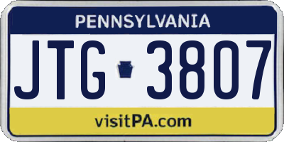 PA license plate JTG3807