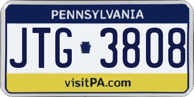 PA license plate JTG3808