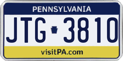 PA license plate JTG3810