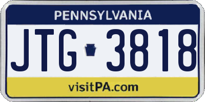 PA license plate JTG3818