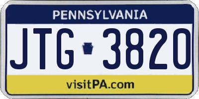 PA license plate JTG3820