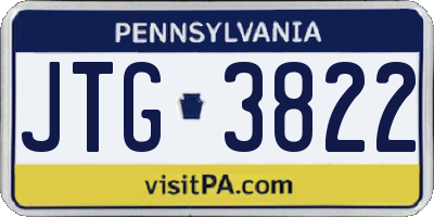 PA license plate JTG3822