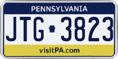 PA license plate JTG3823