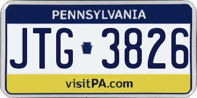 PA license plate JTG3826