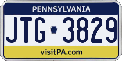 PA license plate JTG3829