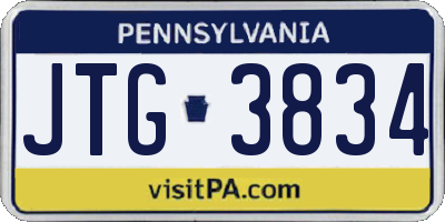 PA license plate JTG3834