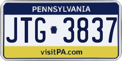 PA license plate JTG3837