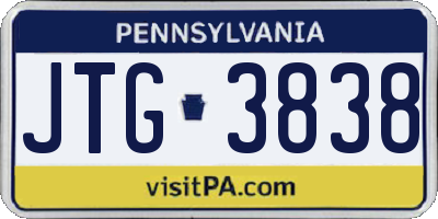 PA license plate JTG3838