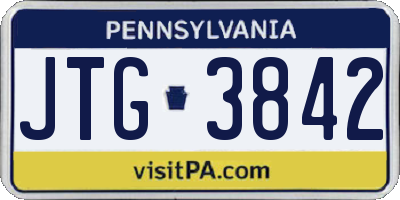 PA license plate JTG3842