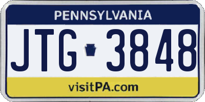 PA license plate JTG3848