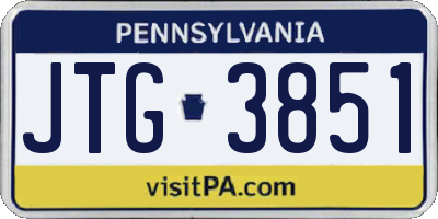 PA license plate JTG3851