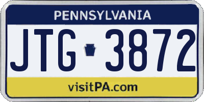 PA license plate JTG3872