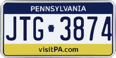 PA license plate JTG3874