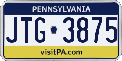 PA license plate JTG3875