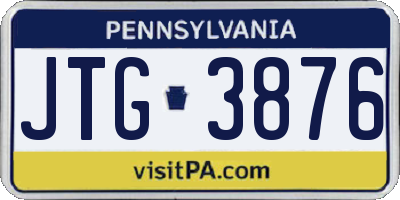 PA license plate JTG3876