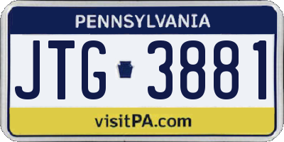PA license plate JTG3881