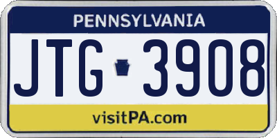PA license plate JTG3908