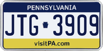 PA license plate JTG3909