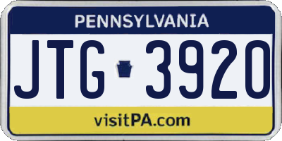 PA license plate JTG3920