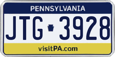 PA license plate JTG3928