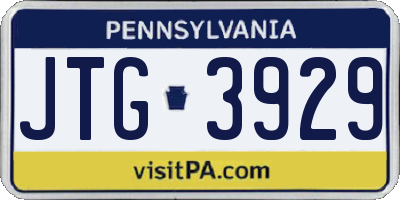 PA license plate JTG3929