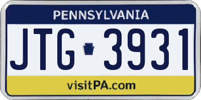 PA license plate JTG3931