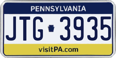 PA license plate JTG3935