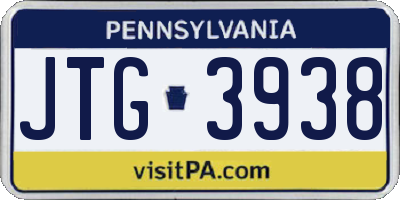 PA license plate JTG3938