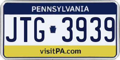 PA license plate JTG3939