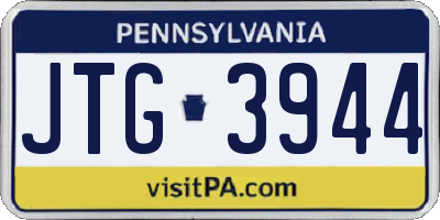 PA license plate JTG3944